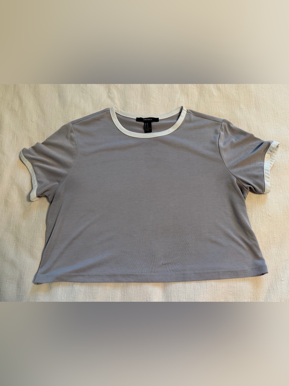 Forever 21 Gray Ringer Tee with White Trim